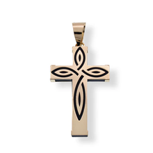 Load image into Gallery viewer, 14K Yellow Gold Black Enamel Accented Cross Pendant