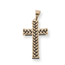 Load image into Gallery viewer, 14K Yellow Gold Accented Cross Black Enamel Pendant