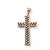 14K Yellow Gold Accented Cross Black Enamel Pendant