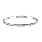 Sterling Silver Rhodium Plated 65mm Flat Bangle