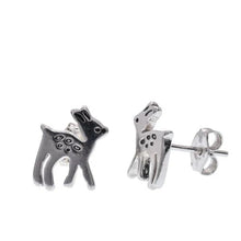 Load image into Gallery viewer, Sterling Silver Rhodium Plated Deer Stud Earring