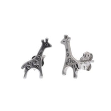 Load image into Gallery viewer, Sterling Silver Rhodium Plated Giraffe Stud Earring