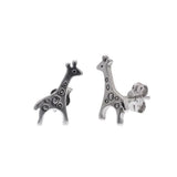 Sterling Silver Rhodium Plated Giraffe Stud Earring