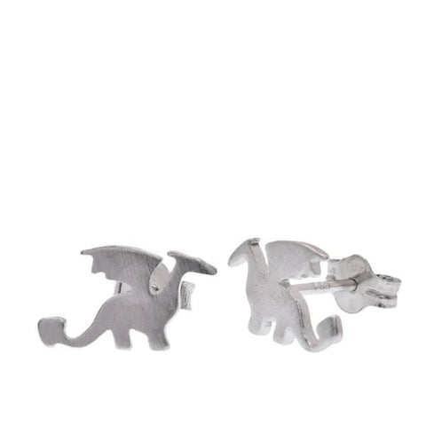 Sterling Silver Rhodium Plated Dragon Stud Earring