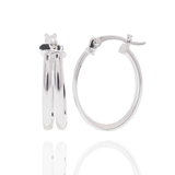 Sterling Silver Rhodium Plated Double Oval Hoop Earring
