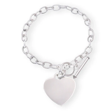 Load image into Gallery viewer, Sterling Silver High Polished Charm Heart Bracelet