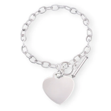 Load image into Gallery viewer, Sterling Silver High Polished Heart Charm Bracelet