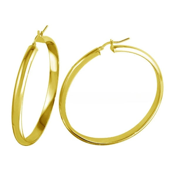 Sterling Silver Gold Plated Electroforming Rounded Hoop Earrings
