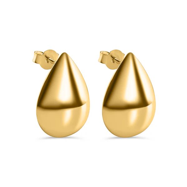 Sterling Silver Gold Plated Teardrop Shaped Stud Earring