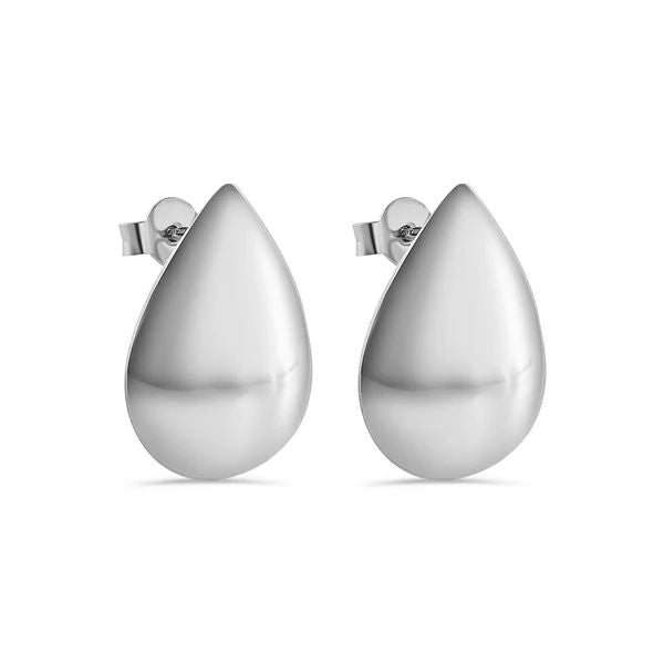 Sterling Silver Rhodium Plated Teardrop Shaped Stud Earring