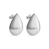 Sterling Silver Rhodium Plated Teardrop Shaped Stud Earring