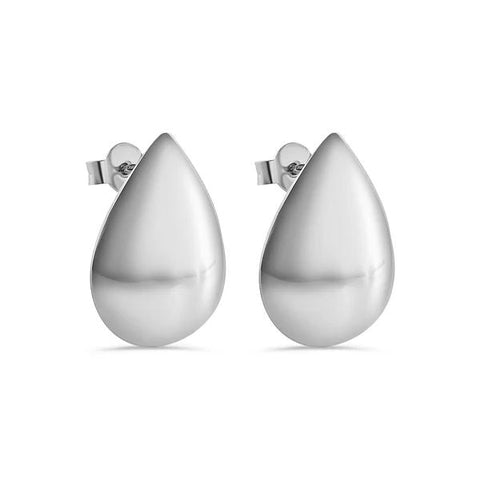 Sterling Silver Rhodium Plated Teardrop Shaped Stud Earring