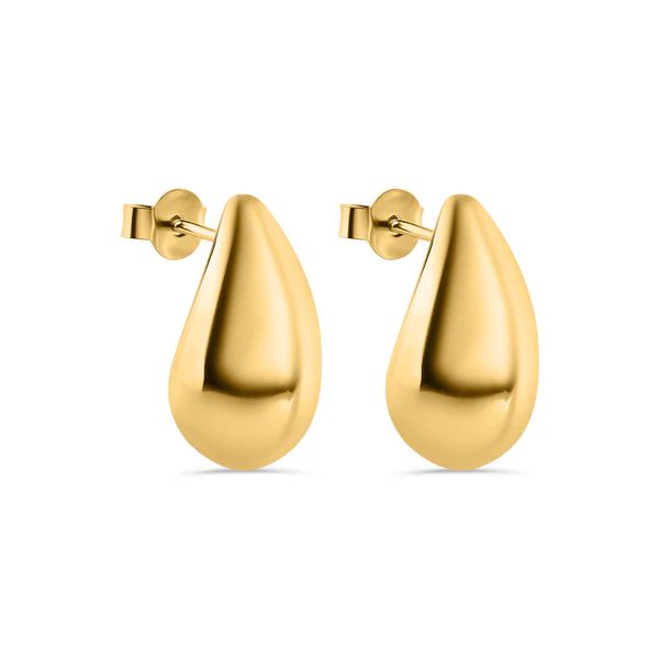 Sterling Silver Gold Plated Pear Shaped Stud Earring