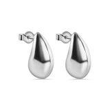 Sterling Silver Rhodium Plated Pear Shaped Stud Earring