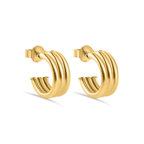 Sterling Silver Gold Plated Triple Semi Hoop Earring