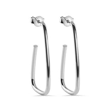 Load image into Gallery viewer, Sterling Silver Rhodium Plated Semi Triangle Earring