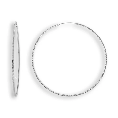 Sterling Silver Rhodium Plated Braided Hoop Earring