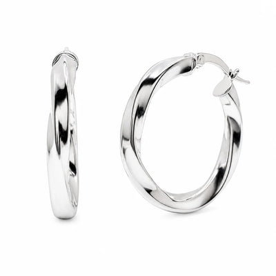 Sterling Silver Twisted Hoop Earrings