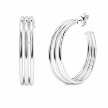 Load image into Gallery viewer, Sterling Silver Multi Row Ribbed Hoop Earrings