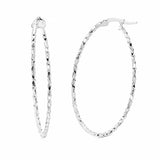 Sterling Silver Diamond Cut Twisted Oval Hoop Earrings