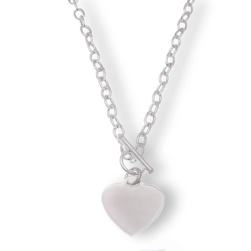 Sterling Silver High Polished Heart Charm Necklace