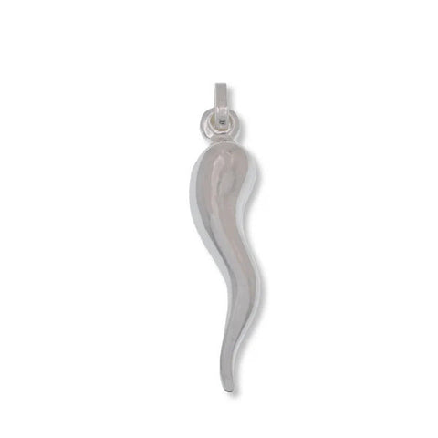 Sterling Silver High Polished Italian Horn Pendant