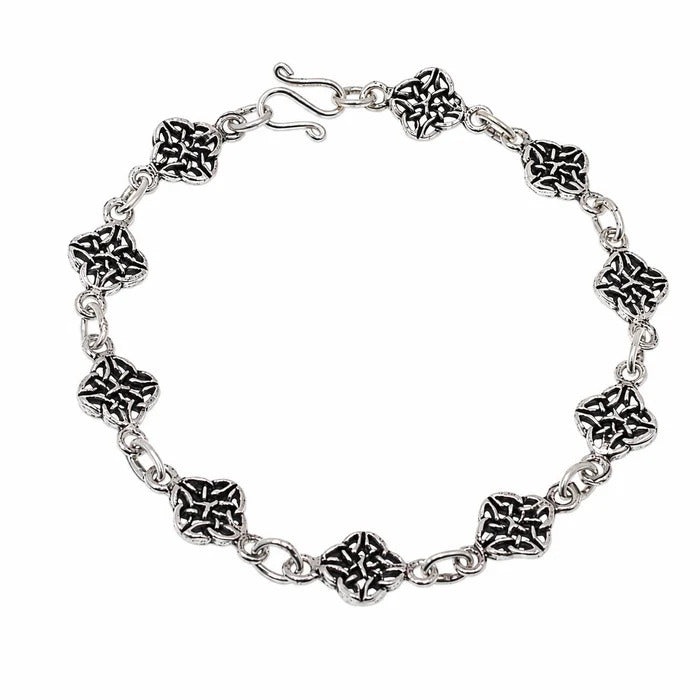 Sterling Silver Oxidized Celtic Flower Bracelet