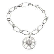 Load image into Gallery viewer, Sterling Silver Rhodium Plated CZ Sun Centered Link Bracelet