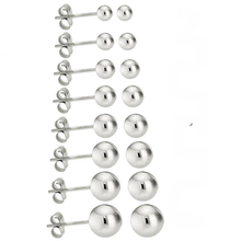 Load image into Gallery viewer, Sterling Silver High Polished Bead Stud Earrings