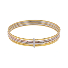 Load image into Gallery viewer, Sterling Silver Three Tone Diamond Cut Stackable Seminario Bangle Bracelet