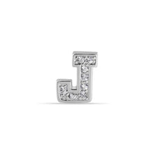 Load image into Gallery viewer, Sterling Silver Rhodium Plated Clear CZ J Letter Alphabet Clear CZ Stud Single Earring