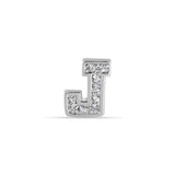 Sterling Silver Rhodium Plated Clear CZ J Letter Alphabet Clear CZ Stud Single Earring