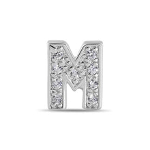 Load image into Gallery viewer, Sterling Silver Rhodium Plated Clear CZ M Letter Alphabet Clear CZ Stud Single Earring