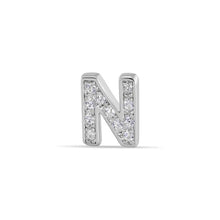 Load image into Gallery viewer, Sterling Silver Rhodium Plated Clear CZ N Letter Alphabet Clear CZ Stud Single Earring