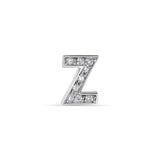 Sterling Silver Rhodium Plated Clear CZ Z Letter Alphabet Clear CZ Stud Single Earring