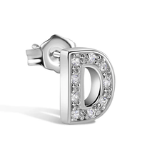Load image into Gallery viewer, Sterling Silver Rhodium Plated Clear CZ A Letter Alphabet Clear CZ Stud Single Earring
