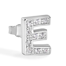 Load image into Gallery viewer, Sterling Silver Rhodium Plated Clear CZ A Letter Alphabet Clear CZ Stud Single Earring