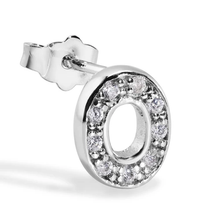 Load image into Gallery viewer, Sterling Silver Rhodium Plated Clear CZ A Letter Alphabet Clear CZ Stud Single Earring