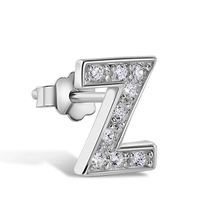 Load image into Gallery viewer, Sterling Silver Rhodium Plated Clear CZ A Letter Alphabet Clear CZ Stud Single Earring