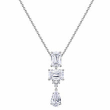 Load image into Gallery viewer, Sterling Silver Rhodium Plated Square Cut Clear CZ Bridal Necklace