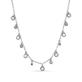 Sterling Silver Rhodium Plated Synthetic Opal Clear CZ Necklace