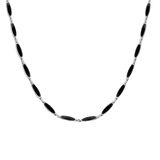 Sterling Silver Rhodium Plated Onyx Cat's Eye Link Necklace