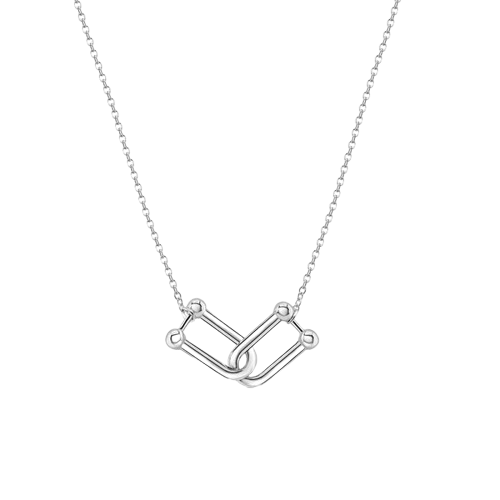Sterling Silver Rhodium Plated Locking Design Necklace