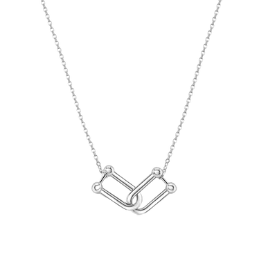 Sterling Silver Rhodium Plated Locking Design Necklace