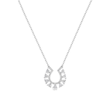 Sterling Silver Rhodium Plated Horseshoe Clear CZ Studded Necklace