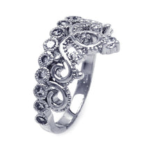 Load image into Gallery viewer, Sterling Silver Rhodium Plated Crown Pear and Round CZ Ring