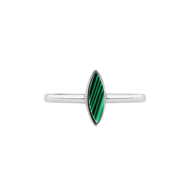 Sterling Silver Rhodium Plated Green Accent Stone Cat's Eye Ring