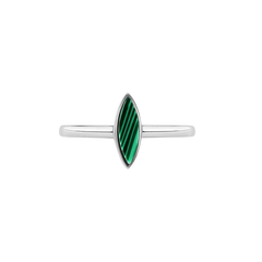 Sterling Silver Rhodium Plated Green Accent Stone Cat's Eye Ring