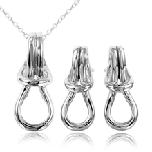 Load image into Gallery viewer, Sterling Silver Rhodium Plated Personalized Knot Mounting Earring And Necklace Set