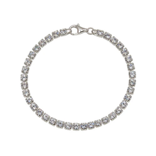 Load image into Gallery viewer, Sterling Silver Tennis Square Clear CZ Bracelet